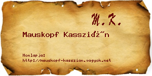 Mauskopf Kasszián névjegykártya